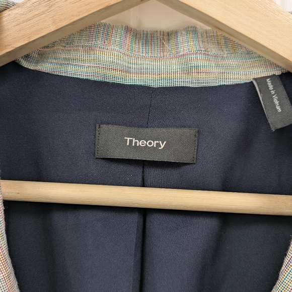 Theory Womens Multicolor Textured Linen Blazer - Picture 2 of 6